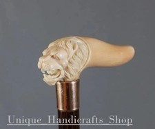 Hand carved lion handle wooden walking stick for men women walking cane Gift A1