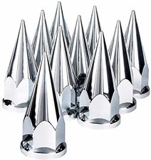 33mm Chrome Spike Screw-on Lug Nut Covers  Spike Style. 10 Pack Spiked