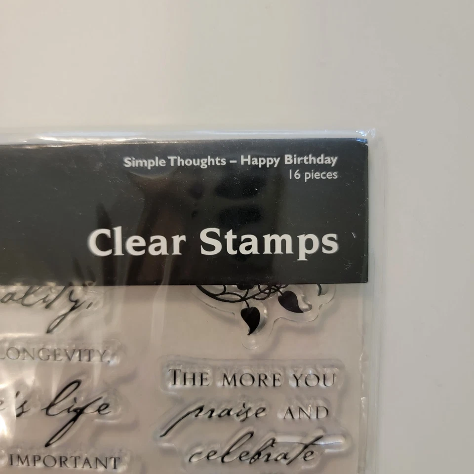 Cloud 9 Diseño SIMPLE PENSAMIENTOS-FELIZ CUMPLEAÑOS Juego de 16 Estampillas Adherentes Transparentes NUEVO Foto 3 de 4