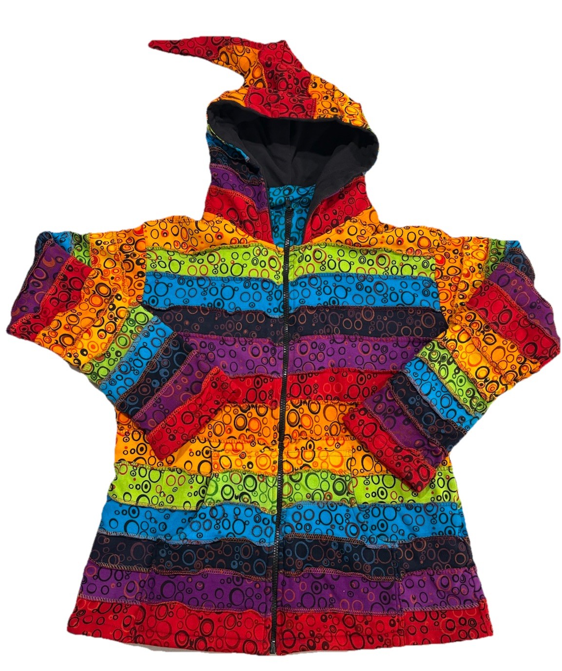 Unique Patchwork Rainbow Bubble Fleece Lined Elf … - image 2