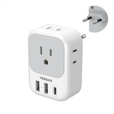 TESSAN European Travel Plug Adapter USB C w/ 4 AC Outlets to EU FAST SHIP "READ"
