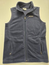 Columbia Sportswear Fleece Navy Blue Full Zip Vest Kid s Size Medium 10-12 Boys