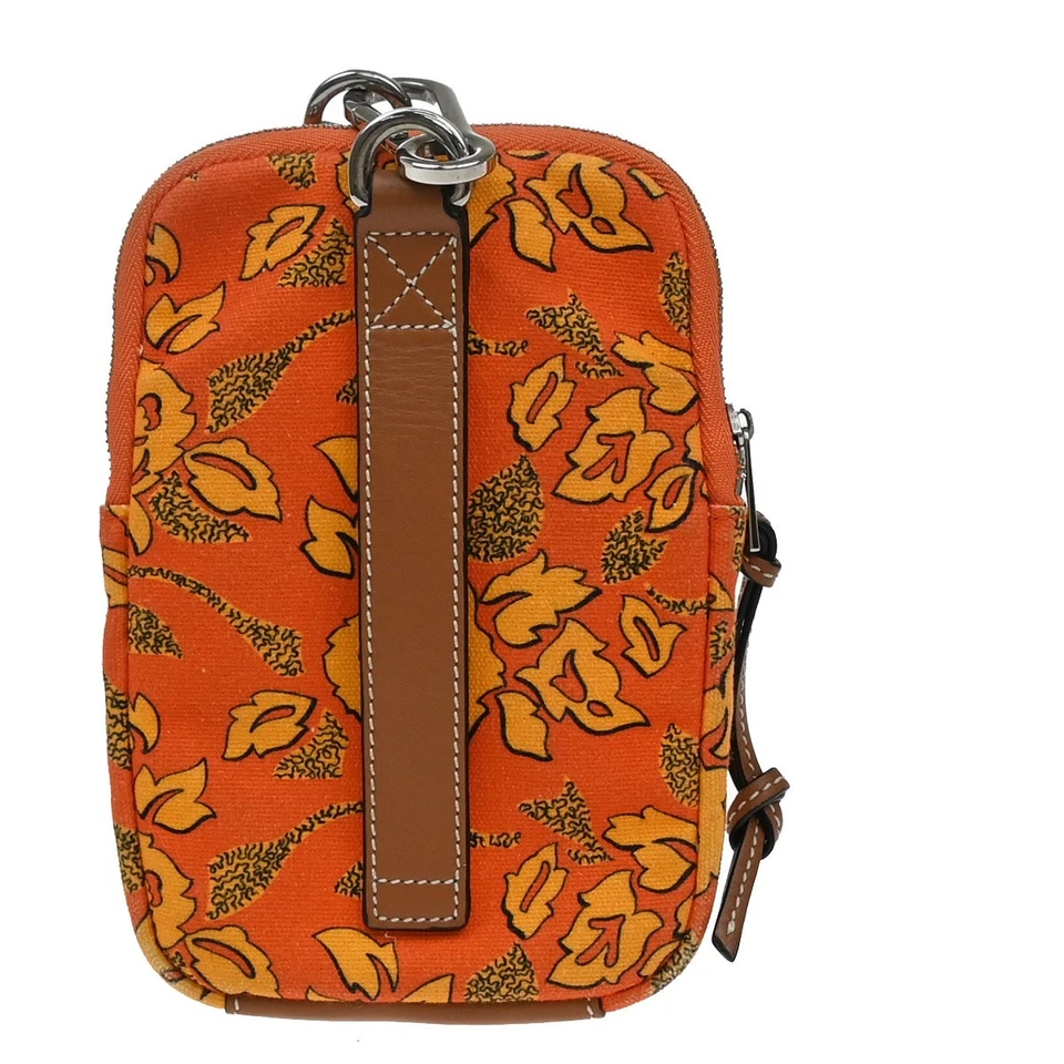 LOEWE Logo Paula Mini Pouch Bag Canvas Leather Orange Spain 30EG039 - Image 3 of 4