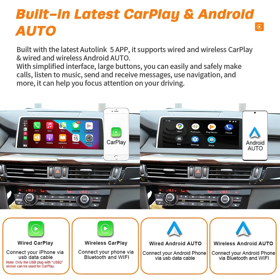 10.25" 128GB Android 14 Autoradio CarPlay DAB+ BT5.0 Für BMW X5 E70 X6 E71 CIC - Bild 4 von 4