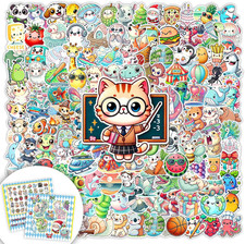 200PCS Cute Water Bottle Stickers - Funny Animal Fruit Vinyl Stickers Set