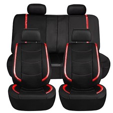 Full Set Faux Leather Car - Universal Fit, Low Back Front Red Seat Covers