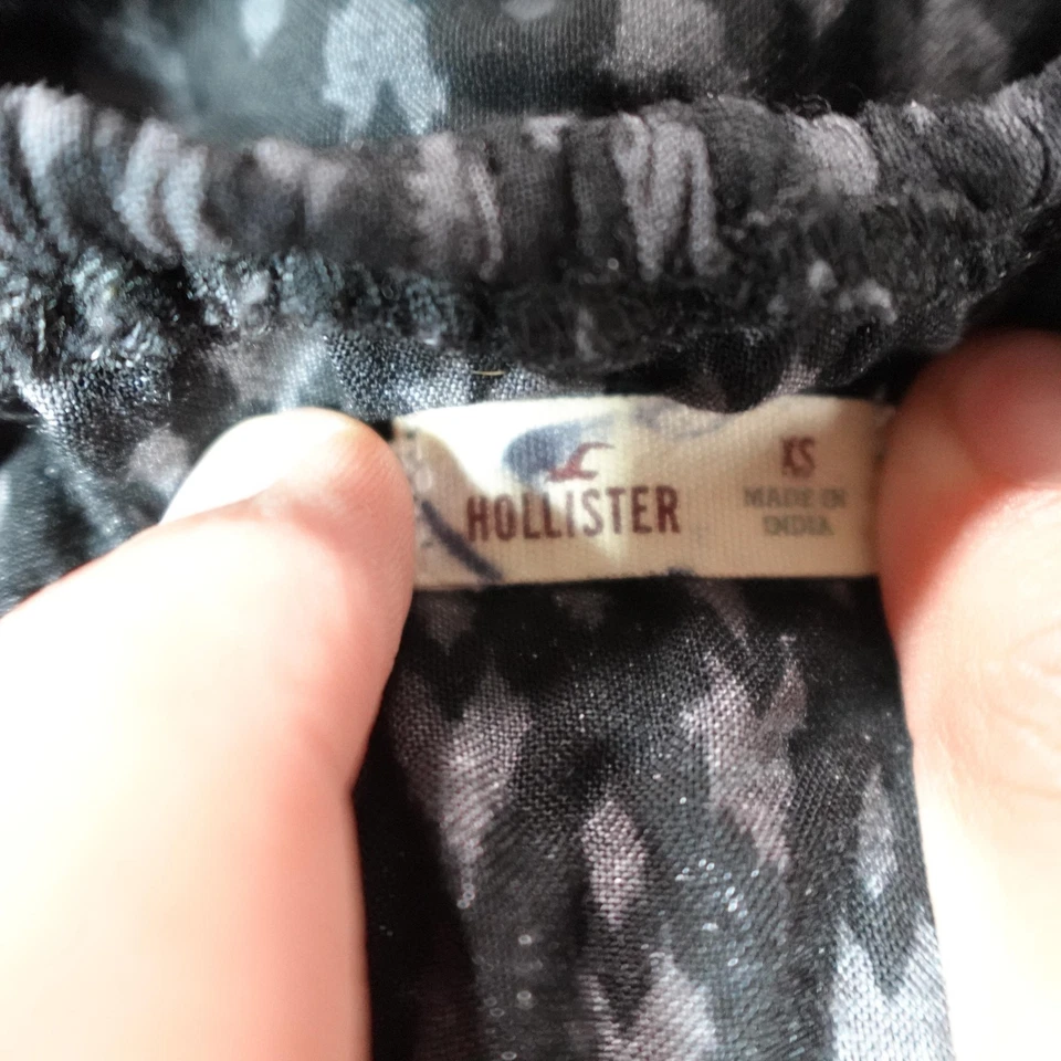 Vestido Y2K Hollister Para Mujer XS Negro Floral Borde Hombro Descubierto Boho Suroeste Foto 4 de 4