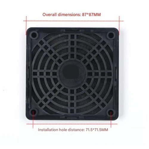 80mm Cooling Fan Filter with Screw, ABS Ventilator Grill Guard, Dustproof Screen