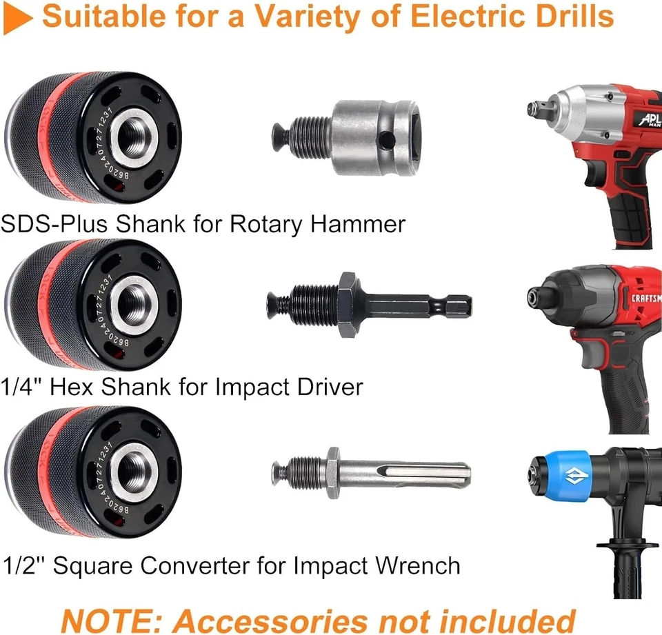 Portabrocas sin llave para Milwaukee M18, montaje 1/2"-20UNF, abrazadera de 1,5 a 13 mm... Foto 3 de 4