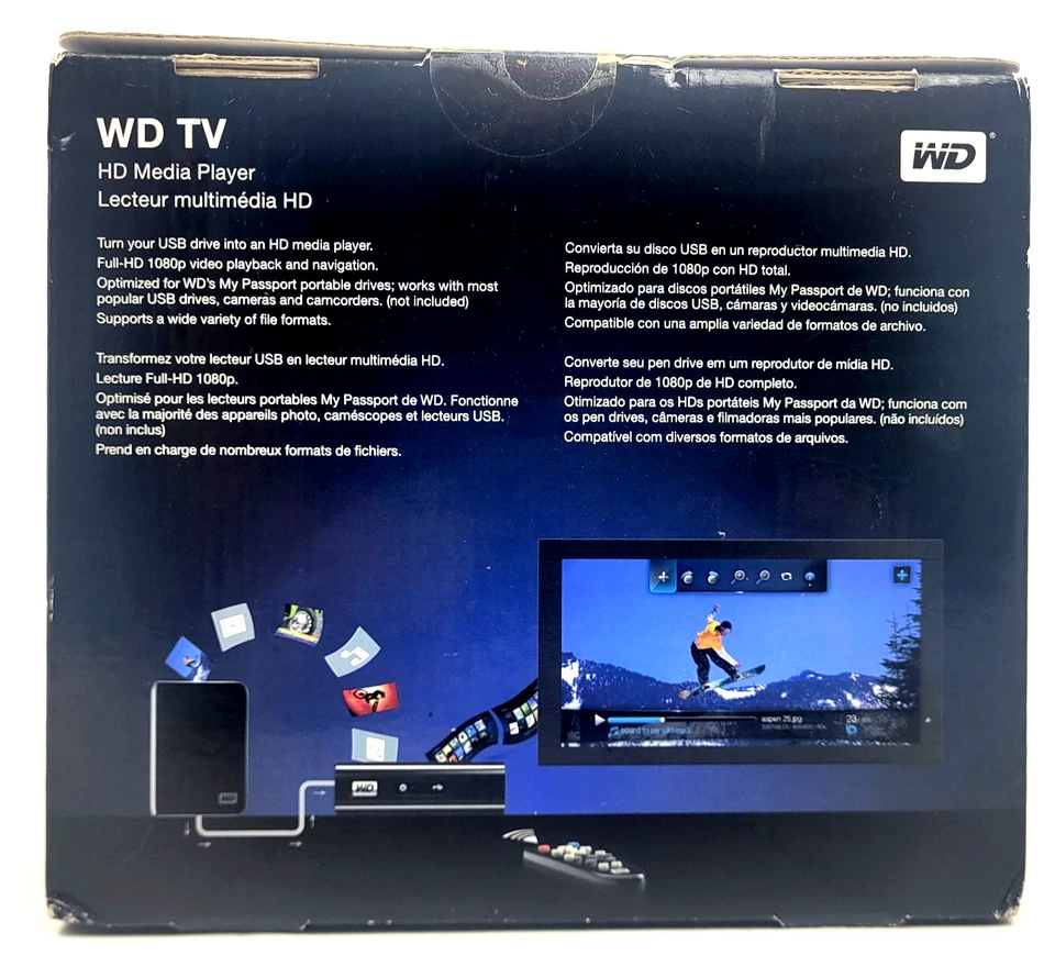 NEW Western Digital WD TV HD Media Streaming Player WDBABF0000NBK 1080P HDMI - Image 3 of 4