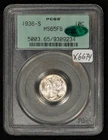 1936-S 10c Silver Mercury Dime - Full Bands - OGH CAC & PCGS MS 65 FB - X6674
