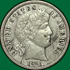 1911-D Barber Dime Choice Extremely Fine XF+ Coin, Cleaning #43876