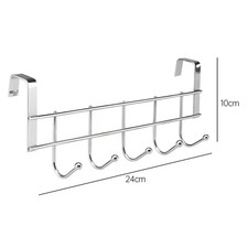 5 HOOK OVER THE DOOR HOOKS CHROME WASH ROOM COAT HANGER CLOTHES TOWEL STORAGE