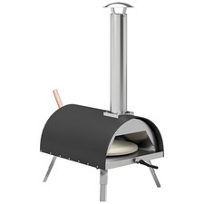 Outdoor Pizza Oven Foldable Legs Pellet Wood Fired Pizza Maker with 12 Black
