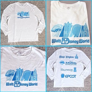 2025 Disney Parks Walt Disney World Park Icons Longsleeve Shirt White Blue NWOT
