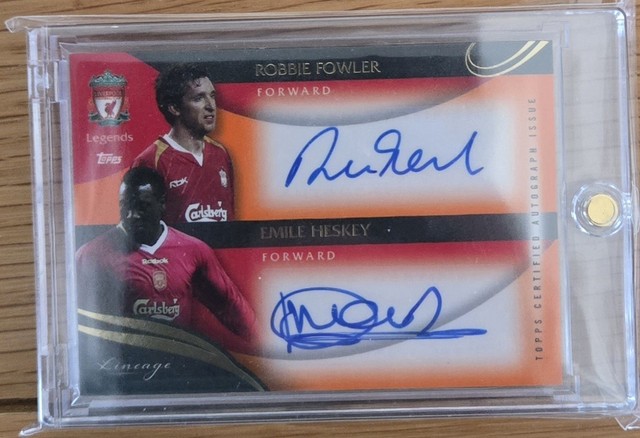 Robbie Fowler Emile Heskey Topps Liverpool Lineage Orange 16/25 Dual Auto