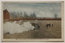Artillery Practice Colorado Agricultural College Fort Collins CO Vtg Postcard