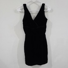 Y2k Silk Velvet Womens Dress Adult Small Black Babydoll Fitted Mini Glam