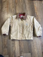 Vintage Carhartt Jacket Size 8 Boys Detroit Canvas Y04 BRN Quilted Lining USA