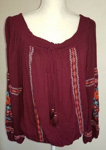 maroon peasant top