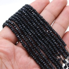 5 Line Natural Black Onyx Gemstone Round Shape Handmade Jewelry Making Beads