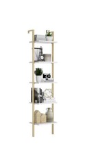 Industrial Ladder Shelf, 5 Tier Book Shelf, Open Space Wall Mount Bookshelf w...