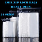 Heavy Duty Clear Zip Seal Plastic Bags Zipper Top Lock Reclosable Baggies 4Mil