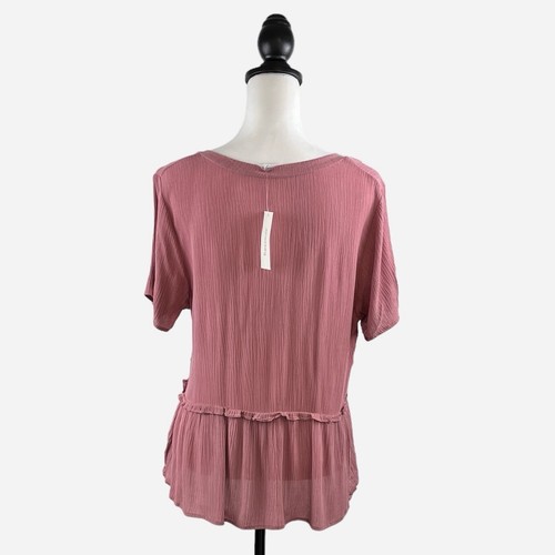 Emory Park Babydoll Blouse XL V-Neck Ruffle Detail Short Sleeve NEW - Picture 3 of 9