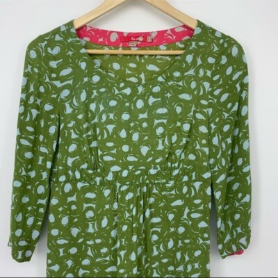 BODEN Green Pink reservable mini sun dress women size 8 | eBay