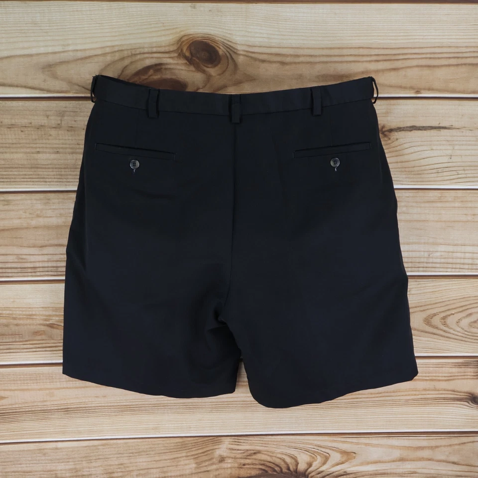 Шорты мужские Haggar размер 40 черные 100% полиэстер карманы Chinos плоские спереди нарядные - Изображение 2 из 4