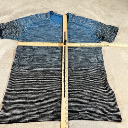 Lululemon Shirt Men's Large Blue Black Tech Workout Performance Run - Picture 6 of 7