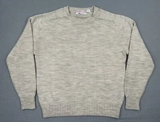 Vintage Strawbridge Clothier Sweater Mens Medium Beige Pullover Knit Crew Neck