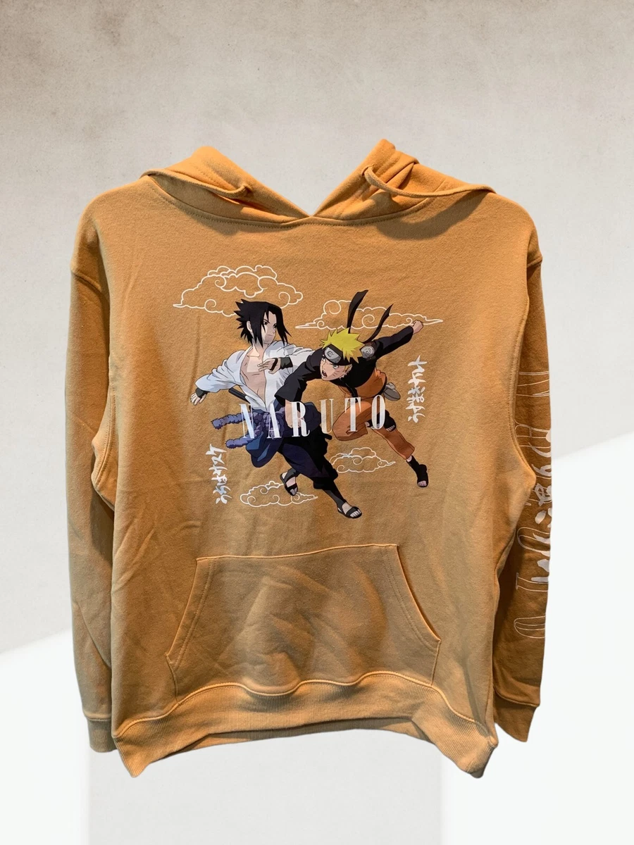 Beige Naruto Hoodie S Sasuke and Narruto Front Art W Designed