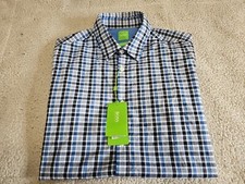 NWT Hugo Boss Green Label Regular Fit Button-up S/S Checked Sport Shirt SZ M