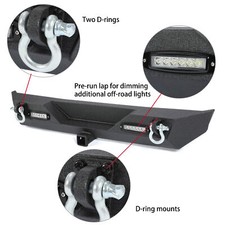 Rear Bumper W D-rings Led Lights Hitch Receiver For 87-06 Jeep Wrangler Tj Yj