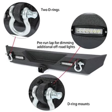 Rear Bumper W/ D-Rings & Led Lights Hitch Receiver For 87-06 Jeep Wrangler TJ YJ