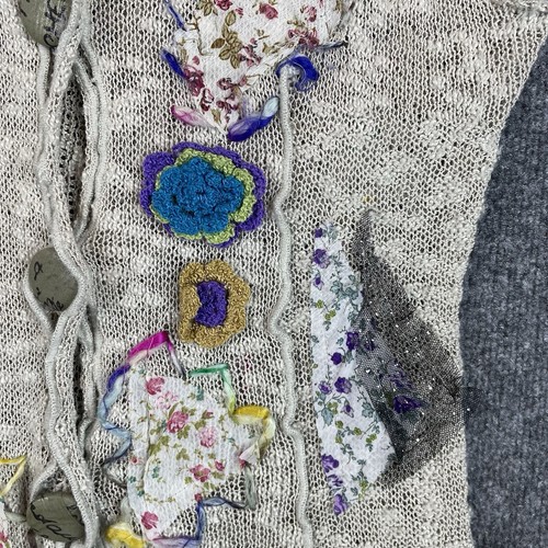 Mechant Boho Hippie Cardigan Womens M Floral V Neck Embellished Asymmetrical - Picture 7 of 16