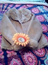 Vegan(faux) Suede Shearling & Fur Tan Jacket Nwot Size S