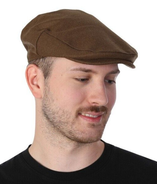 Mens Brown Flatcap Wool Blend Classic Gatsby Cap Baker Boy Newsboy Vintage