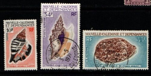 France New Caledonia 1968 Sea Shells 10f, 33f, 34f SG450, 455-56 Used - Zdjęcie 1 z 1