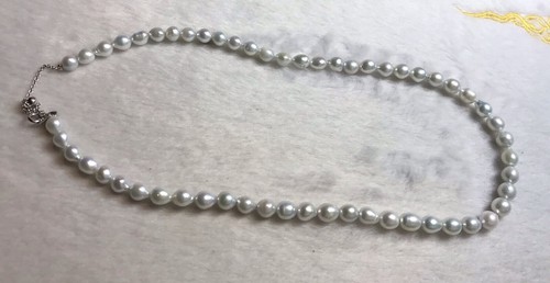 Quality freshwater pearl necklace Sliver Blue 6.5mm S925 Sterling Sliver (P0014) - Picture 4 of 6