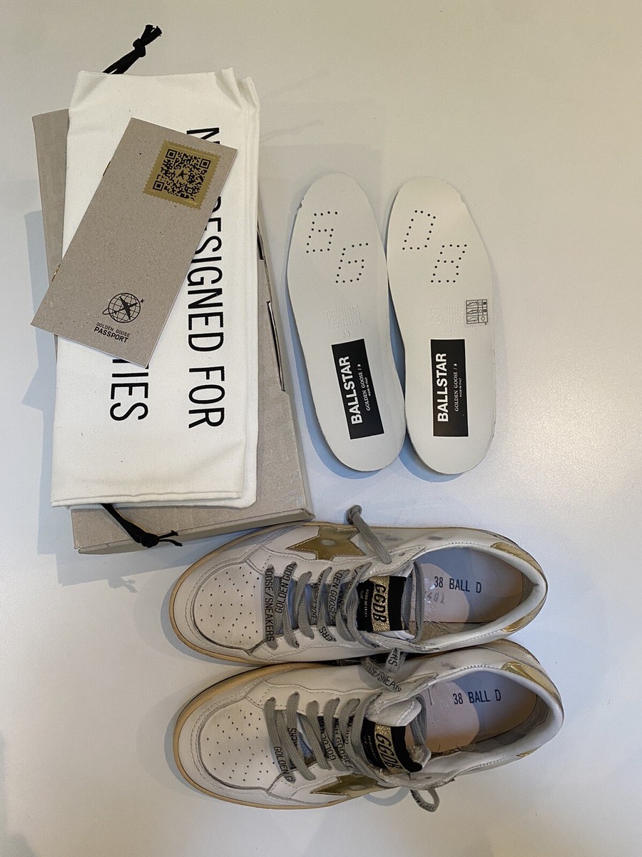 Golden Goose Ball Star Sneaker Milk White Leather/Gold sz 38
