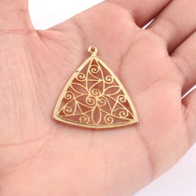 5 Pcs Designer Triangle Charm Pendant 24k Gold Plated Pendant Great For Fancy