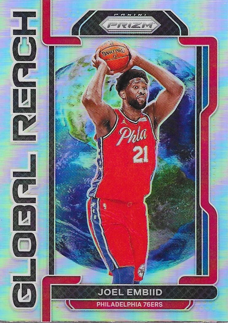 2021-22 Panini Prizm Joel Embiid Global Reach Silver Prizm #2