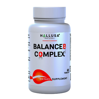 Vitamin B Complex, Biotin, B12, B6, B5, B3, B2, Folic Acid -  60 Tablets