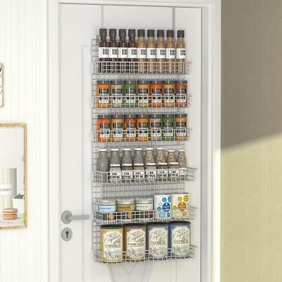 6-Tier Spice Rack Organizer Cabinet Shelf Wall Mount & Over the Door for Kitchen