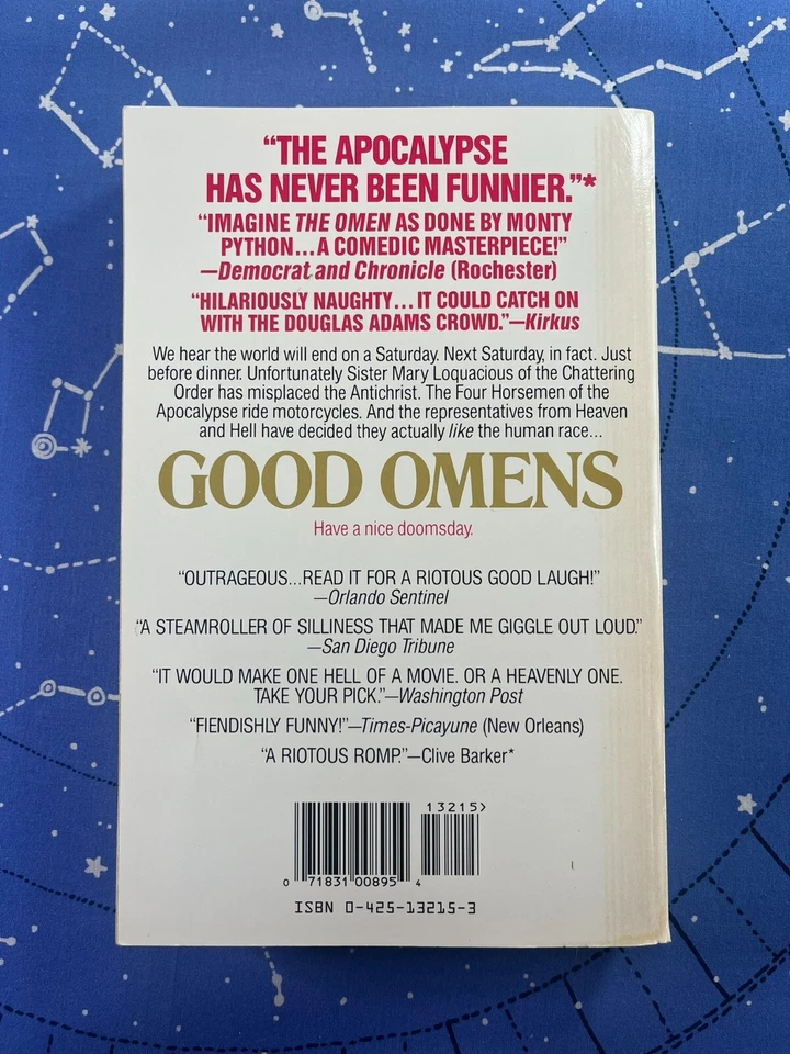 Good Omens- Neil Gaiman & Terry Pratchett 1992 Berkley Trade PB 1st Printing Foto 2 de 4