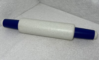 Vintage Tupperware Fill N Chill Plastic Rolling Pin 16  Blue & White Baking