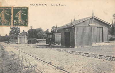 Old postcard 35 PIPRIAC LA GARE DU TRAMWAY
