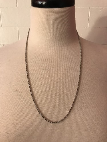 DANECRAFT 925 SILVER TWISTED DIAMOND ROPE 24" CHAIN NECKLACE - Picture 2 of 7